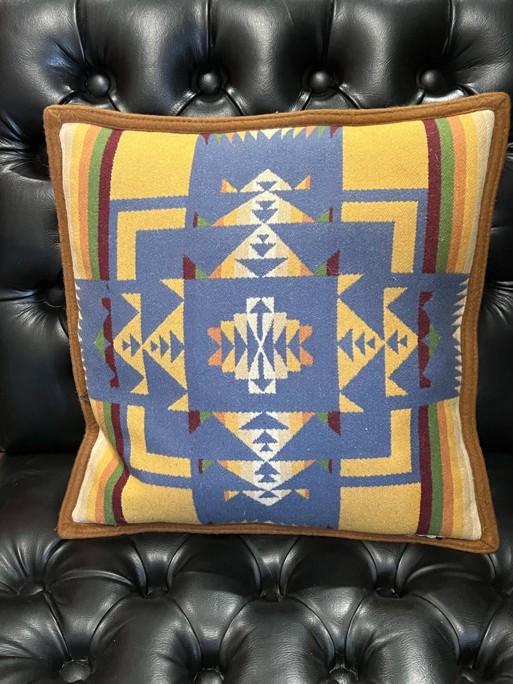 Pendleton Southwest Geometric Accent Pillow in Blue and Gold